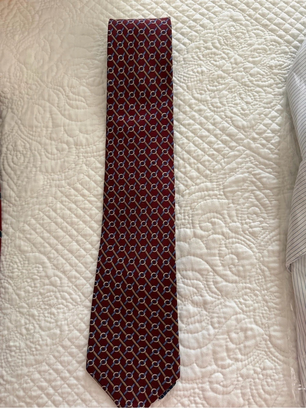 Tommy Hilfiger Geometric Silk-Style Tie in Red & Blue Like New